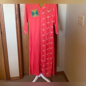 Limelight salmon colored embroidered Kurta tunic.